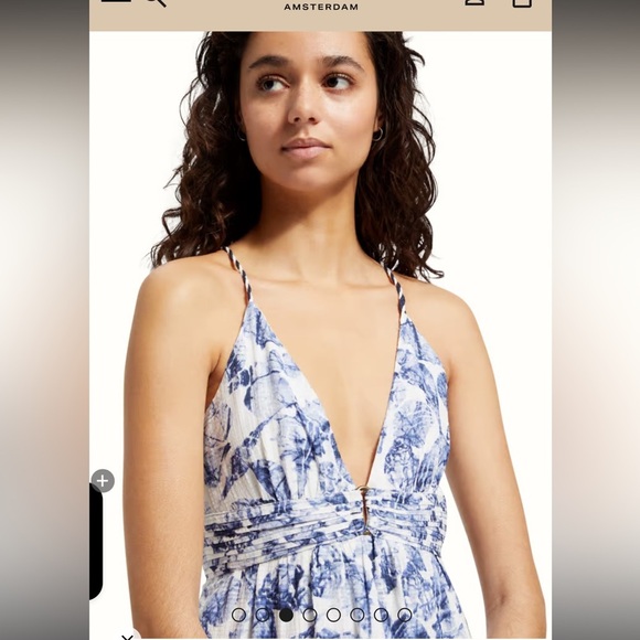 NWT Scotch and Soda Waisted Blue Maxi Dress - Picture 2 of 14